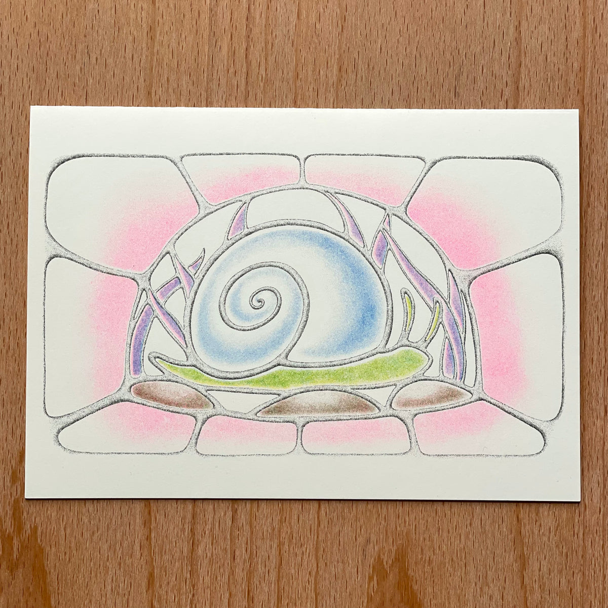Snail greeting card ~ pink