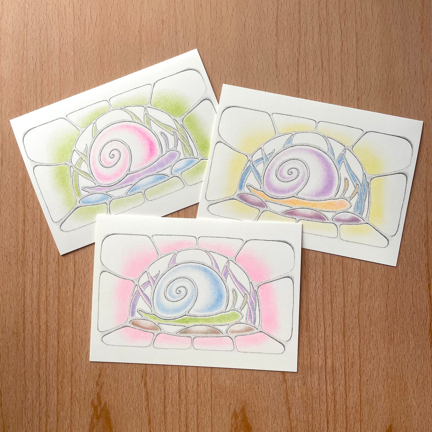 Snail greeting cards ~ 3 pack