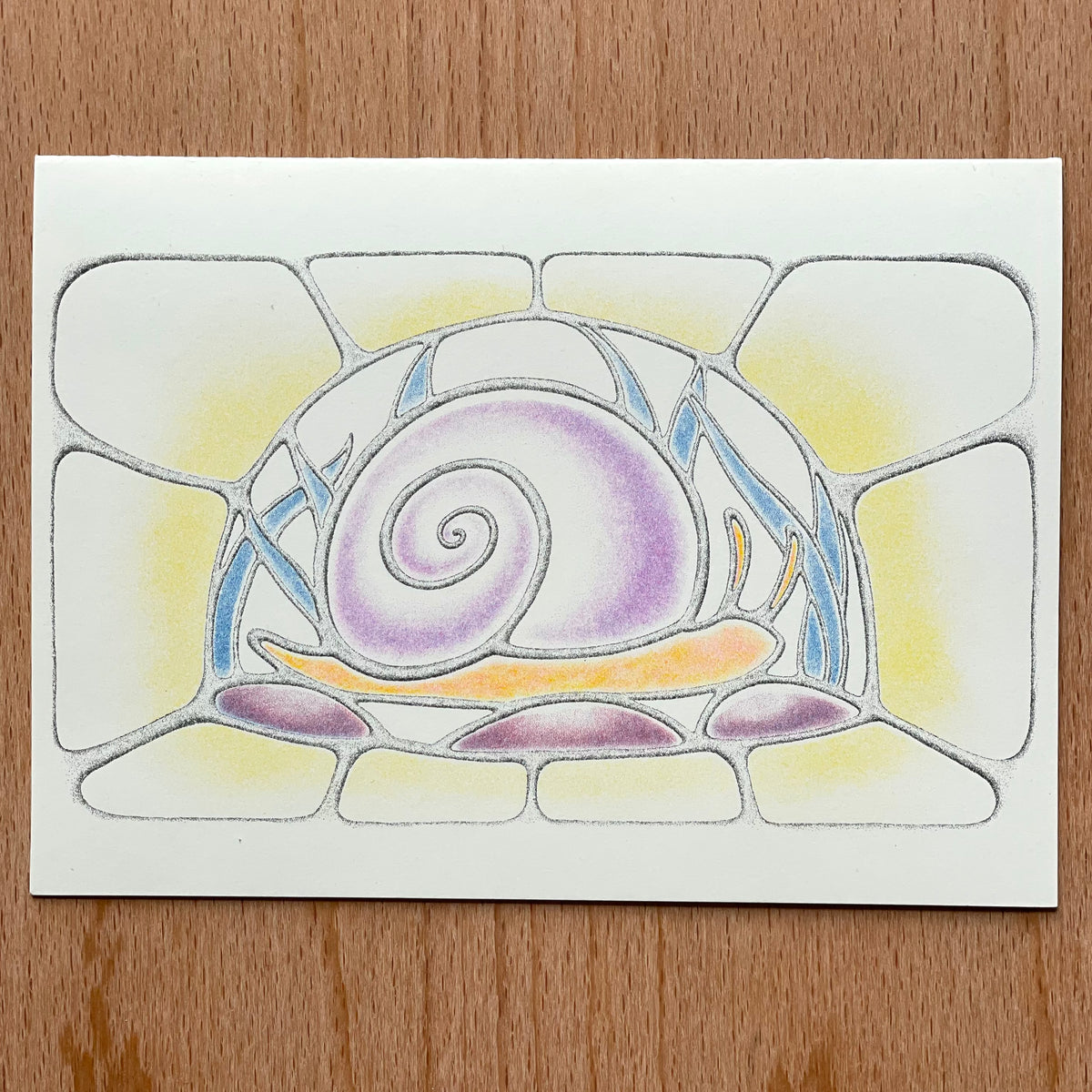 Snail greeting card ~ yellow