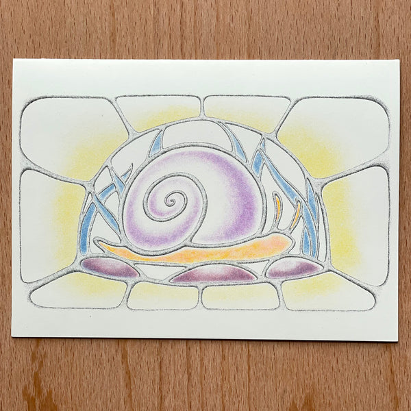Snail greeting card ~ yellow