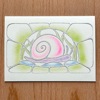 Snail greeting card ~ green