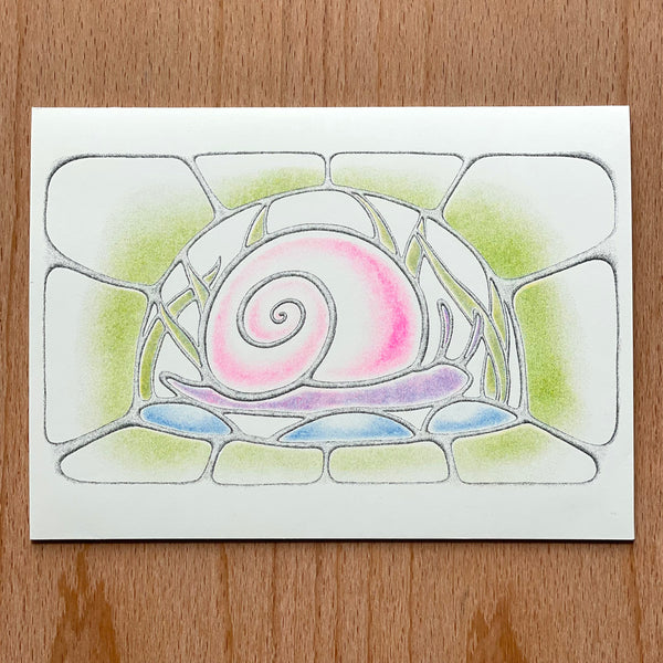 Snail greeting card ~ green